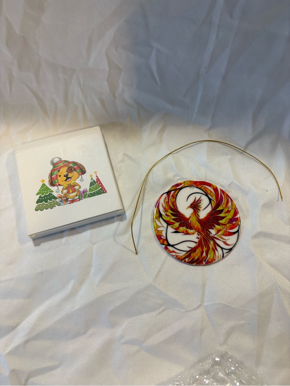 Source Unknown Red and Yellow Phoenix Ornament